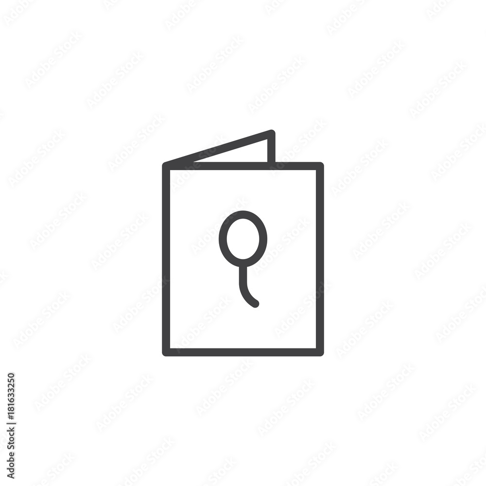 Party card with balloon line icon, outline vector sign, linear style pictogram isolated on white. Symbol, logo illustration. Editable stroke Party card with balloon line icon, outline vector sign, linear style pictogram isolated on white. Symbol, logo illustration. Editable stroke