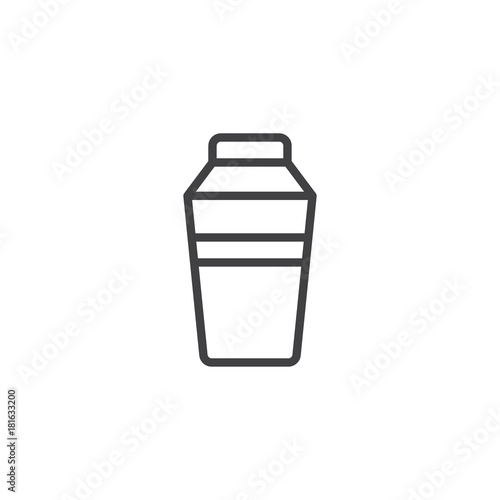Cocktail shaker line icon, outline vector sign, linear style pictogram isolated on white. Plastic bottle symbol, logo illustration. Editable stroke