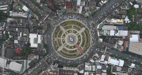 aerial scene of Huge round about, Wong Wain Yai, 4k video
