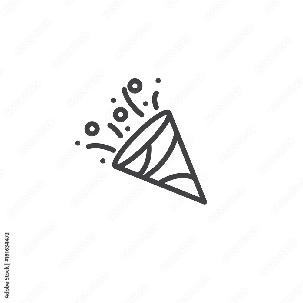 Confetti popper line icon, outline vector sign, linear style pictogram