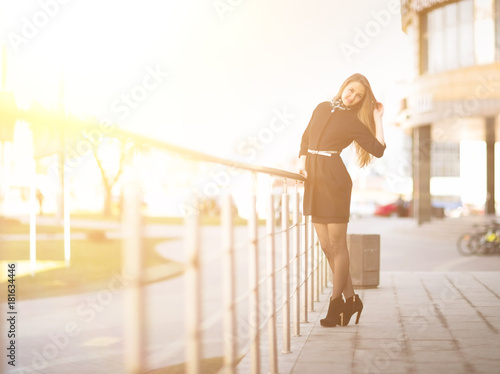 Female manager on the background of an office building