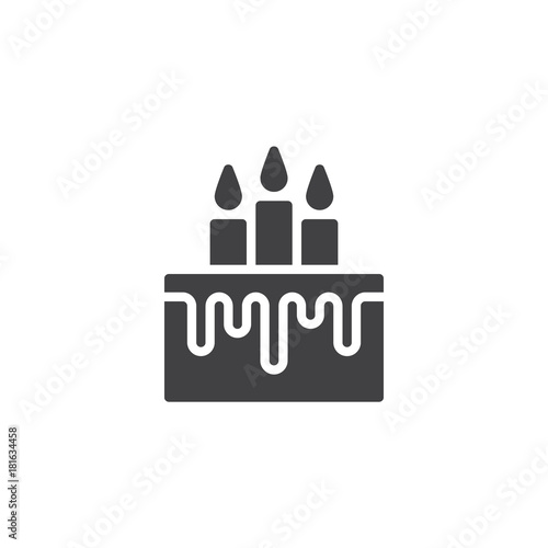 Birthday cake with candles icon vector, filled flat sign, solid pictogram isolated on white. Event tart symbol, logo illustration