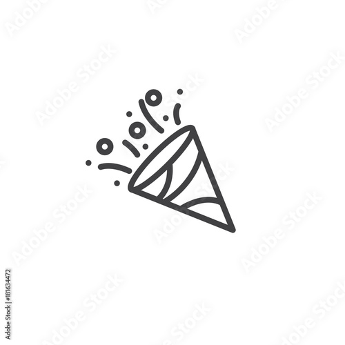 Confetti popper line icon, outline vector sign, linear style pictogram isolated on white. Party symbol, logo illustration. Editable stroke