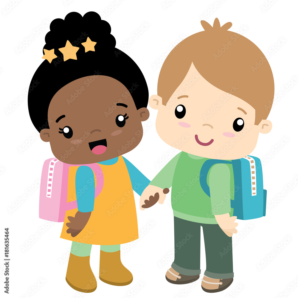 School Boy And Girl Holding Hands Valentines Day Card School Boy And Girl Holding Hands Valentines Day Card