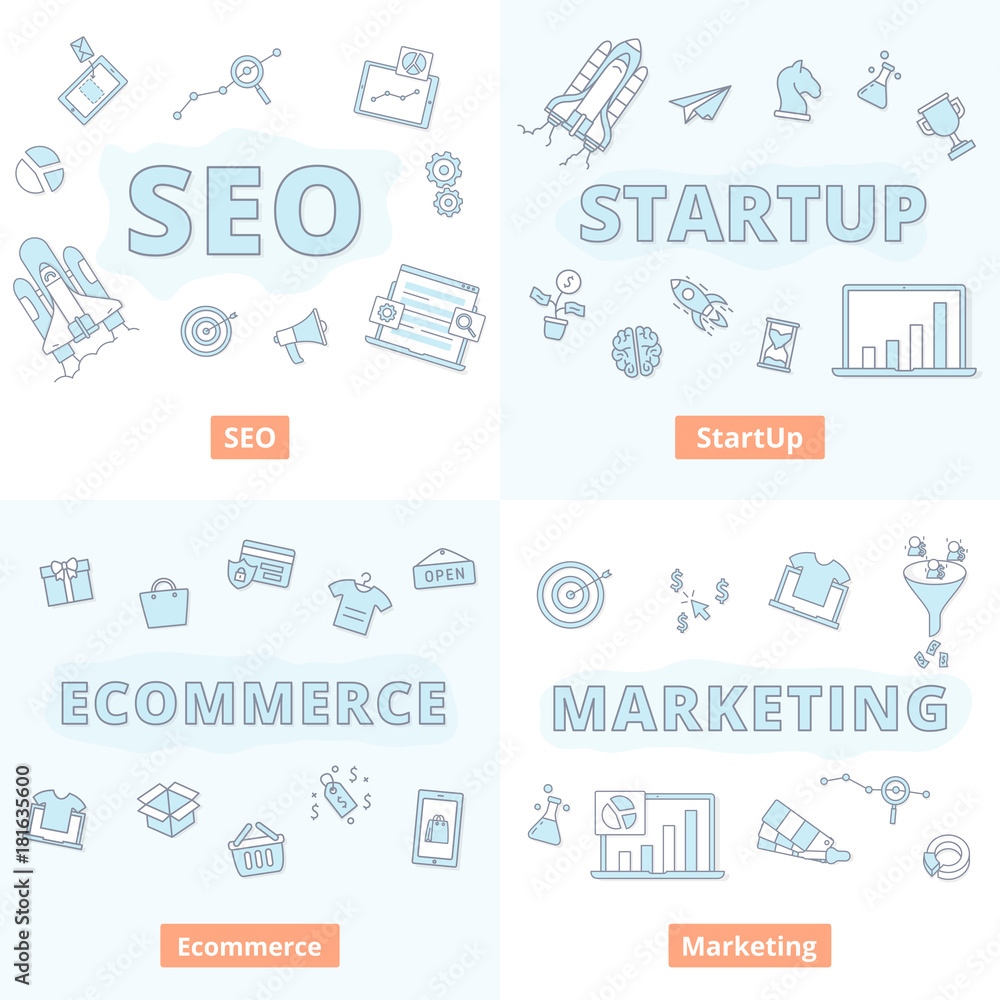 SEO Startup ecommerce marketing banner concept