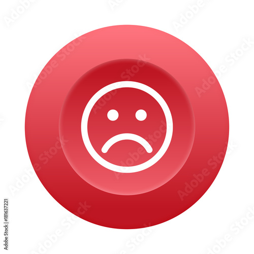 Runder 3D Button - Unglücklicher Smiley