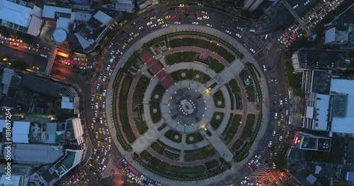 drone zoom out of Huge round about, Wong Wain Yai, 4k video