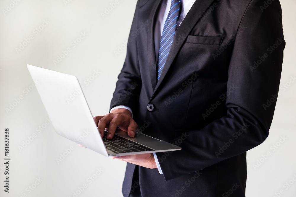 businessman working on laptop with copy space businessman working on laptop with copy space