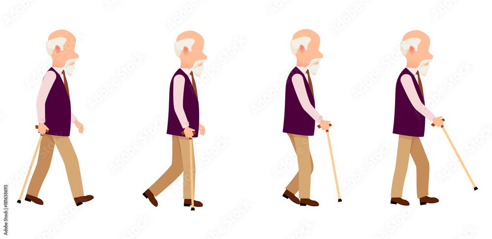 Person with Cane Thin Stick with Curved Handle Set Person with Cane Thin Stick with Curved Handle Set