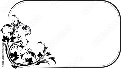 Unusual, decorative ornament with rounded corners, vintage floral frame with flowers and empty place for your text.
