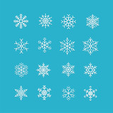 White snowflakes icon on blue background
