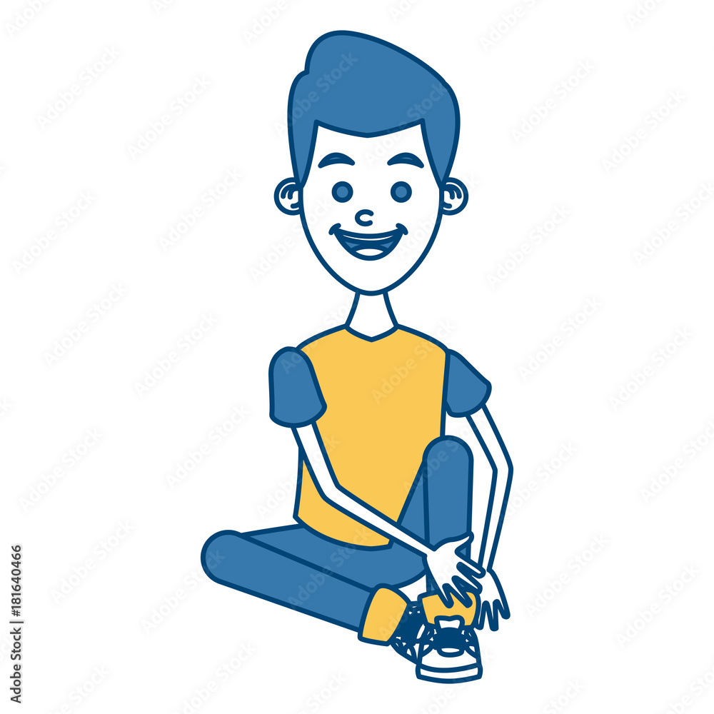Boy seated cartoon