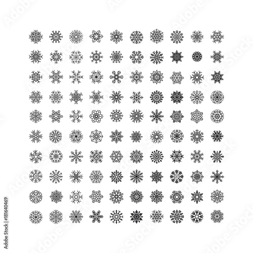 Black snowflakes icon on white background