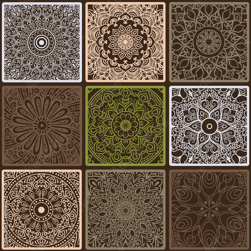 Colorful floral seamless pattern from squares