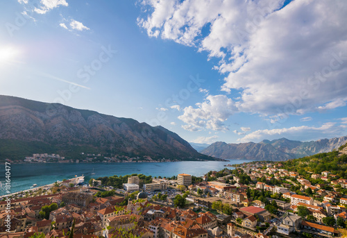 The old Mediterranean port of Kotor  Kotor fortress  Bay of Kotor  Kingdom of Dalmatia  Balkan Peninsula  Montenegro  Europe