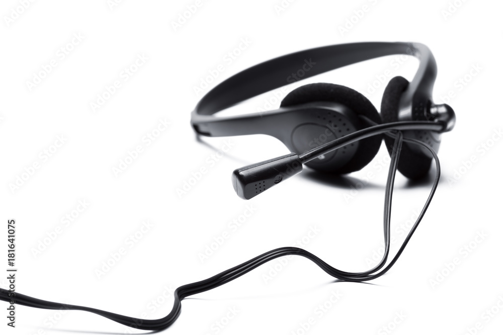 headset with microphone isolated on white headset with microphone isolated on white