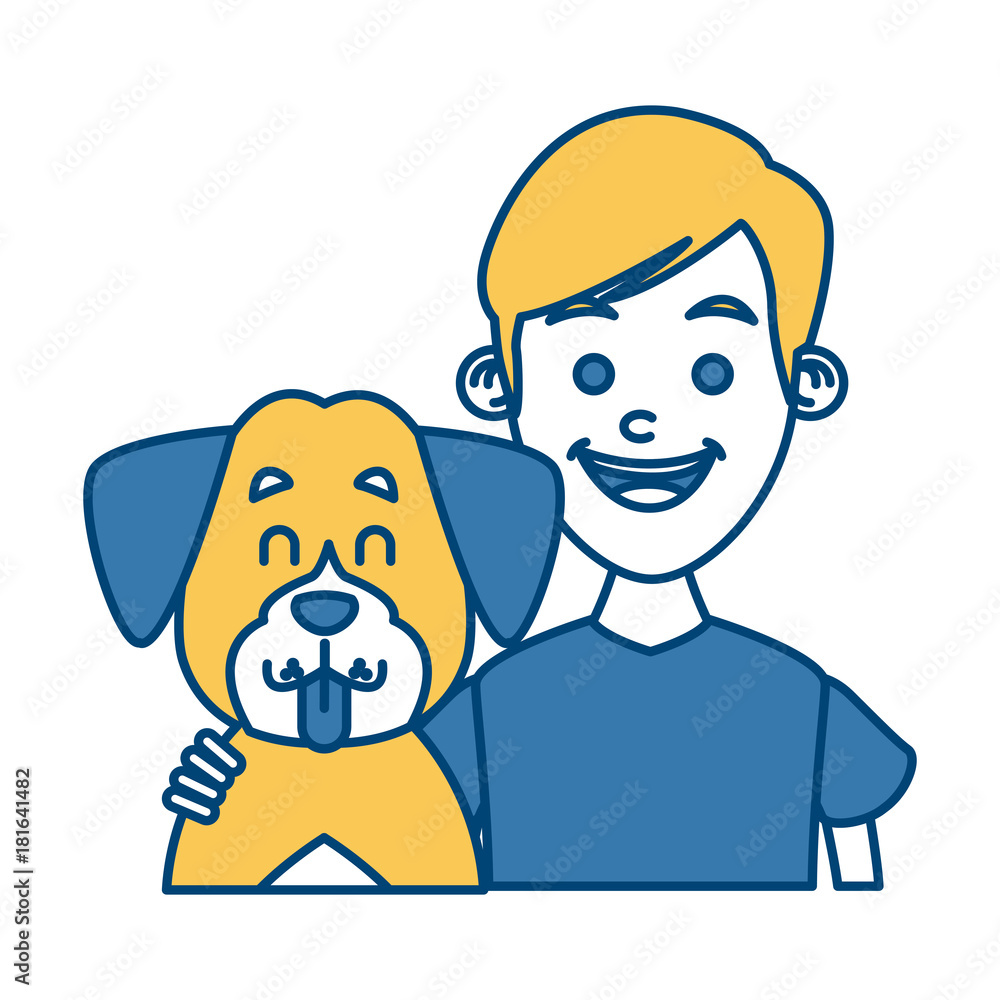 Boy with cute dog icon vector illustration graphic design Boy with cute dog icon vector illustration graphic design