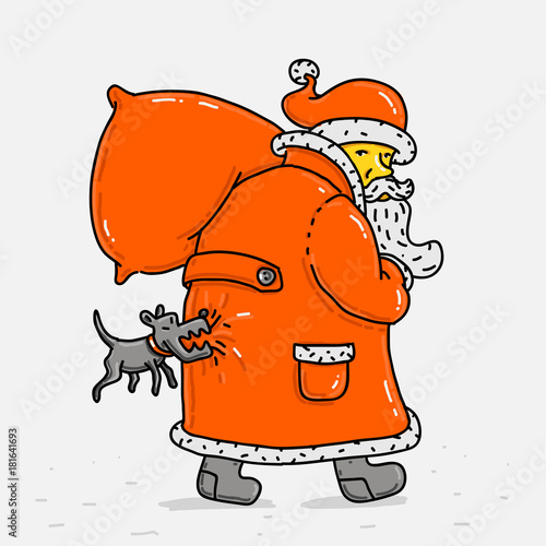 Vector illustration Santa Klaus and Dog