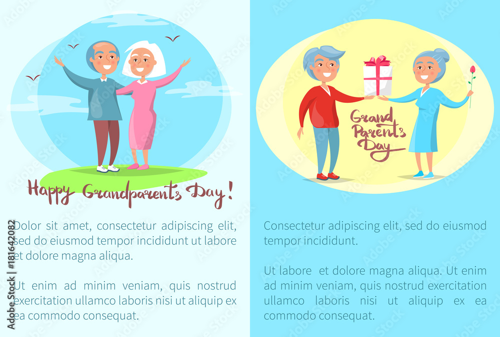 Happy Grandparents Day Posters with Senior Couples Happy Grandparents Day Posters with Senior Couples