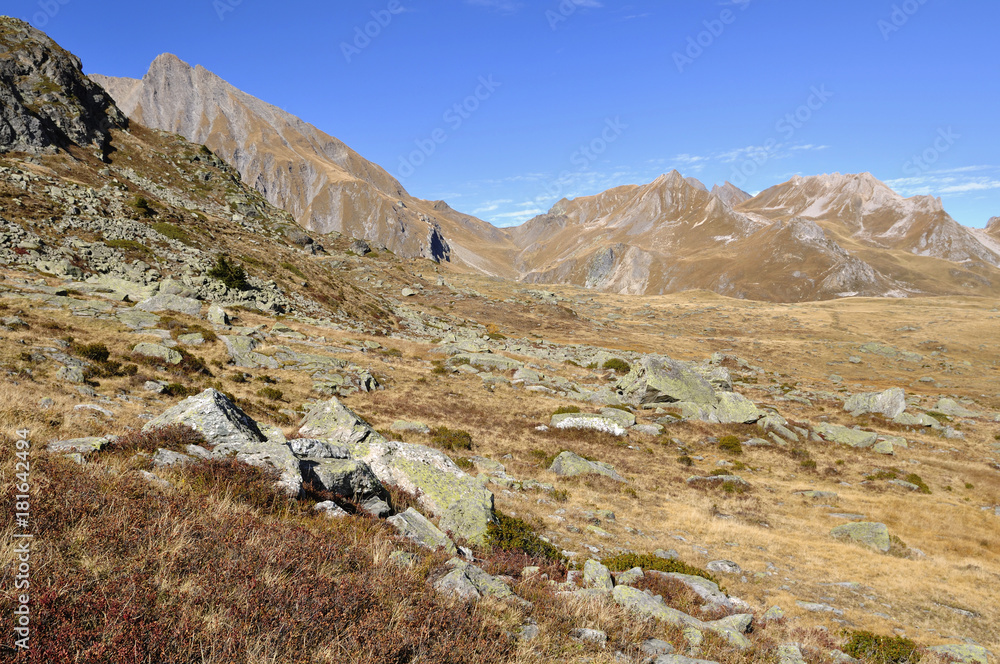 landscape of rocky mountain under blue sky