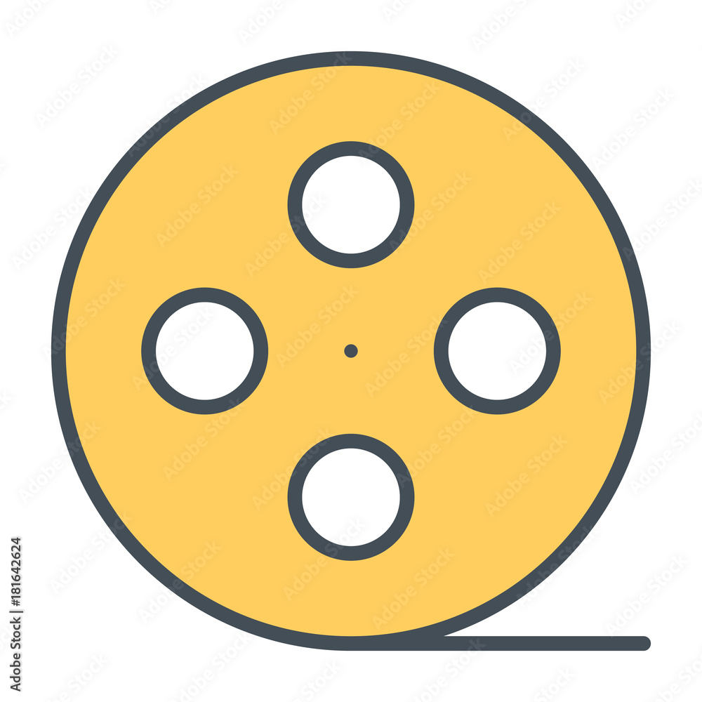 Fototapeta premium Film reel line icon. Cinema production symbol. Vector illustration
