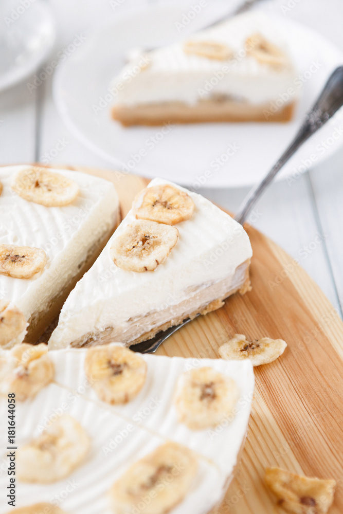 Delicious banana cake on table Delicious banana cake on table
