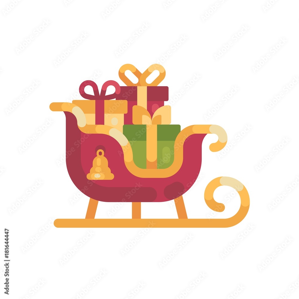Santa's sleigh with presents. Christmas flat illustration Santa's sleigh with presents. Christmas flat illustration