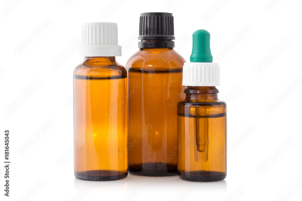 Three small bottles with medicinal solution