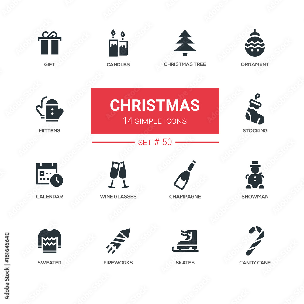 Holidays theme, Christmas - line design icons set Holidays theme, Christmas - line design icons set