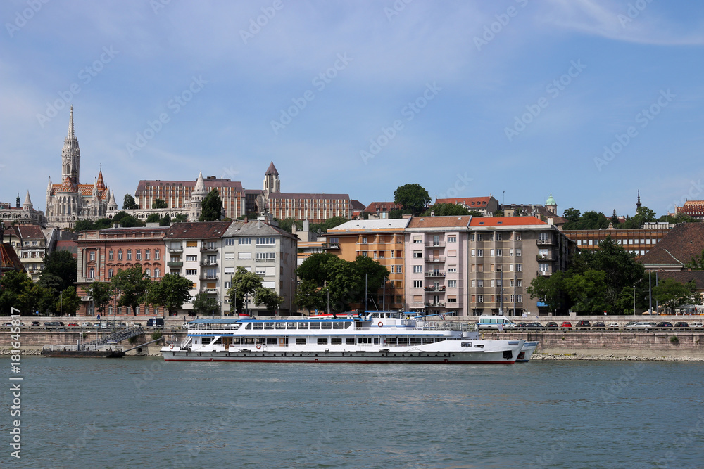 Fisherman bastion and old buildings Danube riverside Budapest