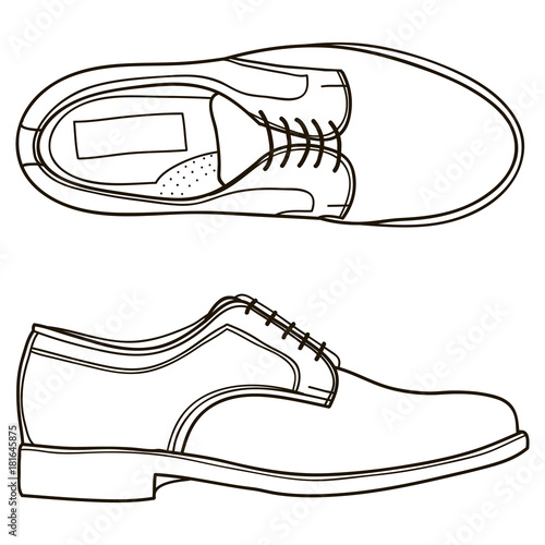 Classical men shoes isolated on white background. Vector doodle illustration
