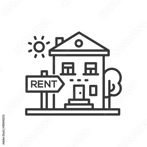 House for rent - line design single isolated icon
