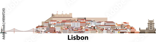 Lisbon city skyline vector illustration