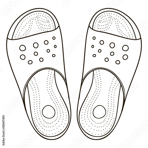 Flip flop sandal shoes for men. Up side, vector doodle illustration
