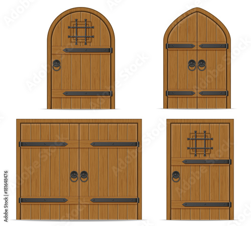 old wooden door vector illustration