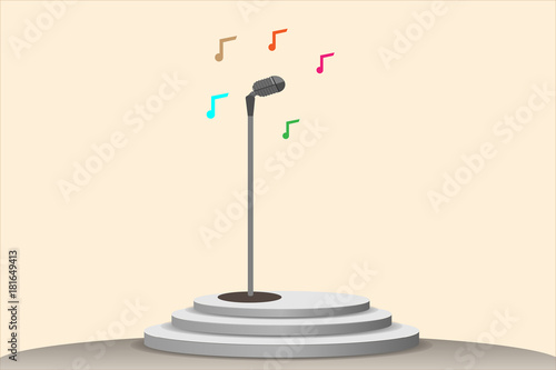 The microphone is on stage to show - vector illustration