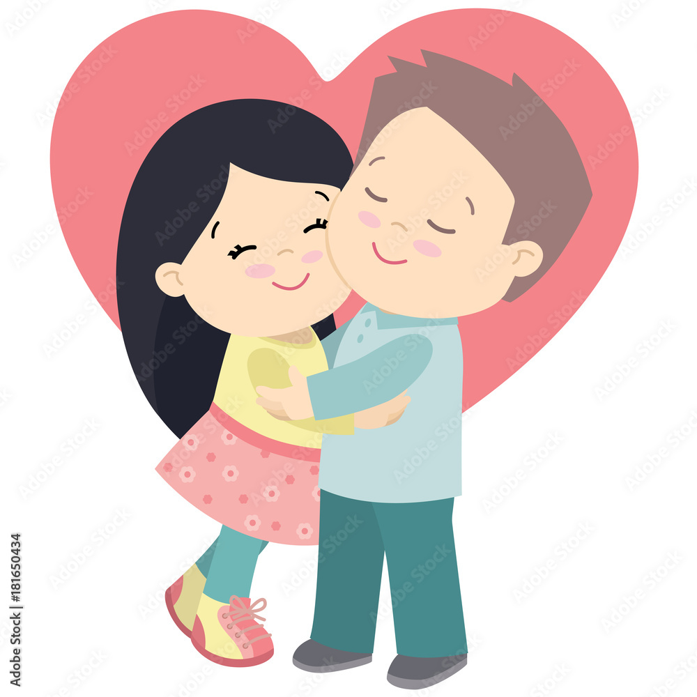 Cute Little Girl And Boy Hugging Valentines Day Card Cute Little Girl And Boy Hugging Valentines Day Card