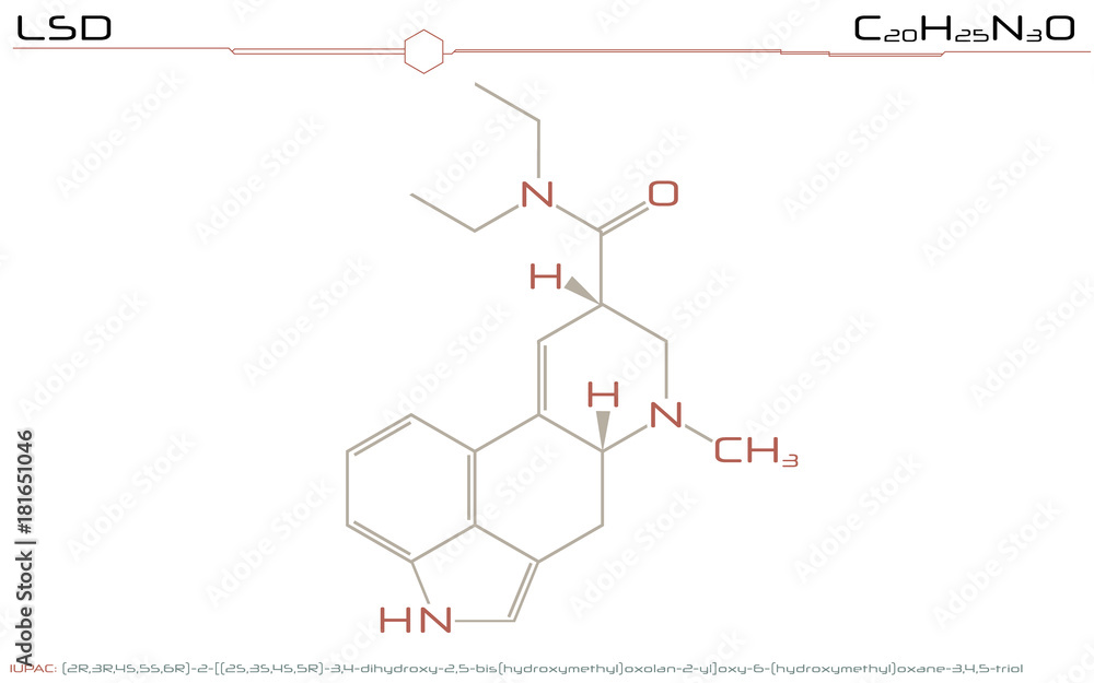 Obraz premium Large and detailed illustration of the molecule of LSD