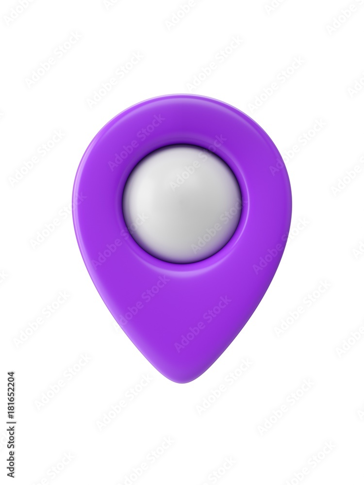 Purple map pointer isolated on white background Purple map pointer isolated on white background