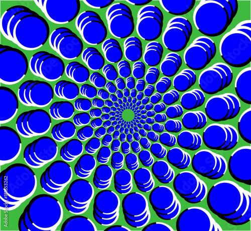 Multi circle tunnel optical illusion with perceived movement