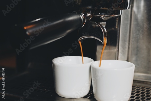 coffee machine making espresso shot.