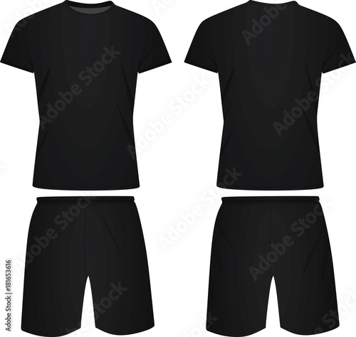 Black t shirt and shorts. vector illustration