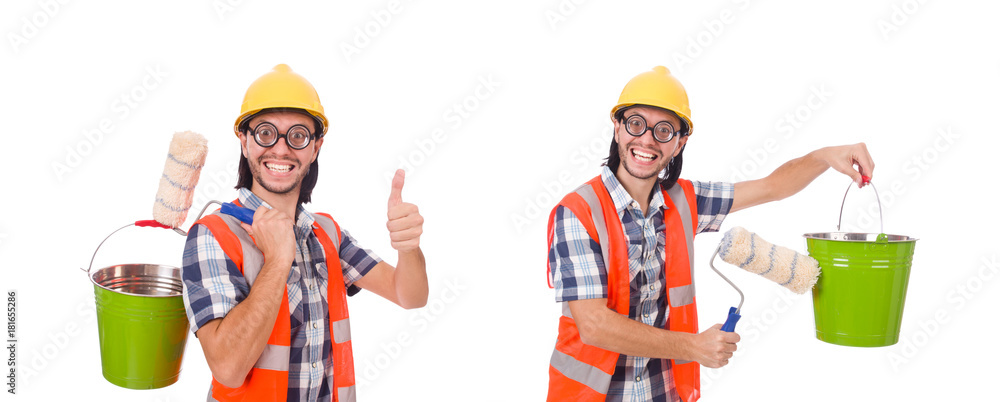 The funny painter isolated on white The funny painter isolated on white