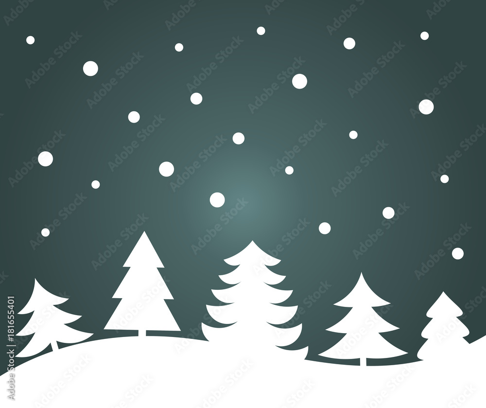 Obraz premium Christmas trees night landscape