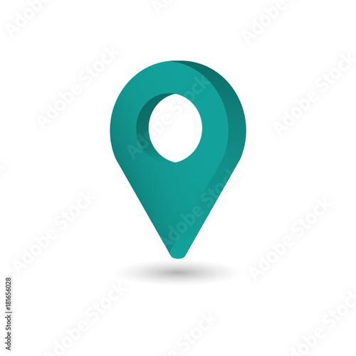 Map Pointer symbol. Flat Isometric Icon or Logo. 3D Style Pictogram for Web Design, UI, Mobile App, Infographic.