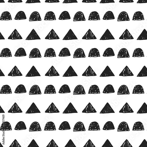 Unique hand drawn seamless pattern with abstract shapes. Vector illustration in scandinavian style