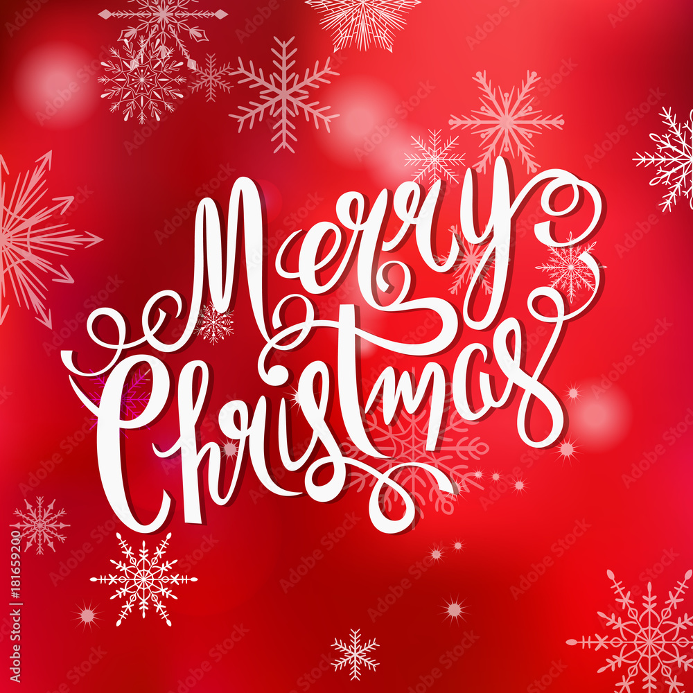 Merry Christmas hand drawn lettering text vector illustration. Holiday xmas poster or postcard. Beautiful winter background. Merry Christmas hand drawn lettering text vector illustration. Holiday xmas poster or postcard. Beautiful winter background.