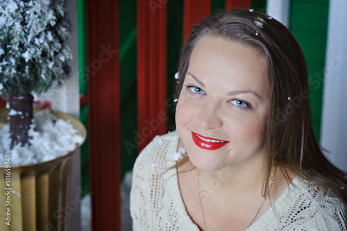 Wallpaper Mural Close-up portrait of a young woman, snowflakes in her hair. Torontodigital.ca