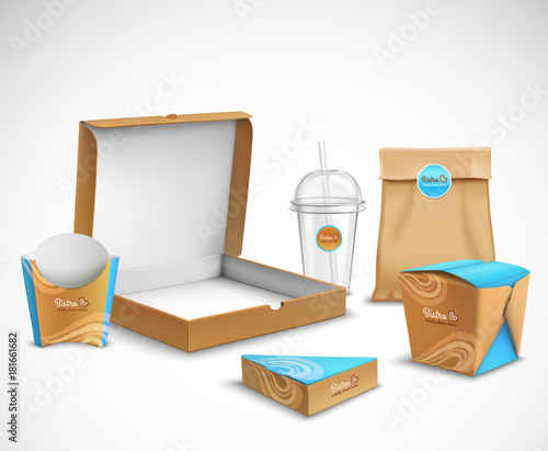 Packaging Fast Food Realistic Set