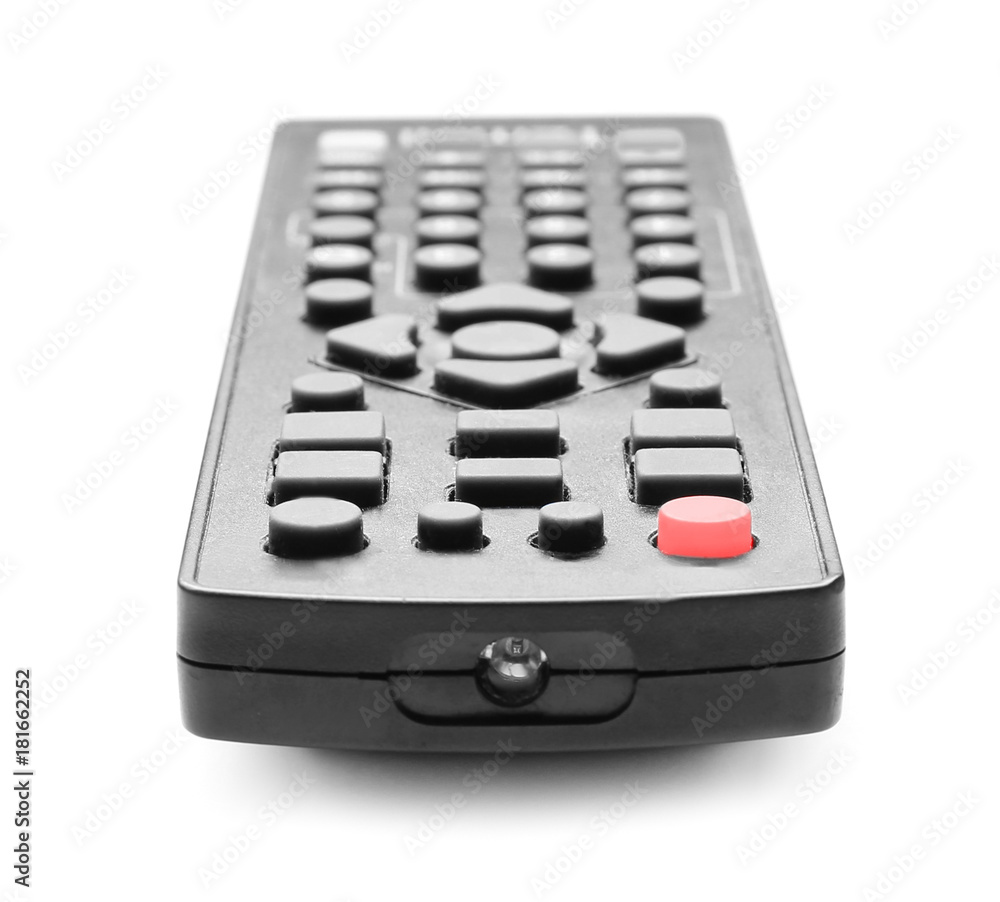 Modern TV remote control on white background Modern TV remote control on white background